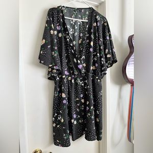 Black floral mini dress
